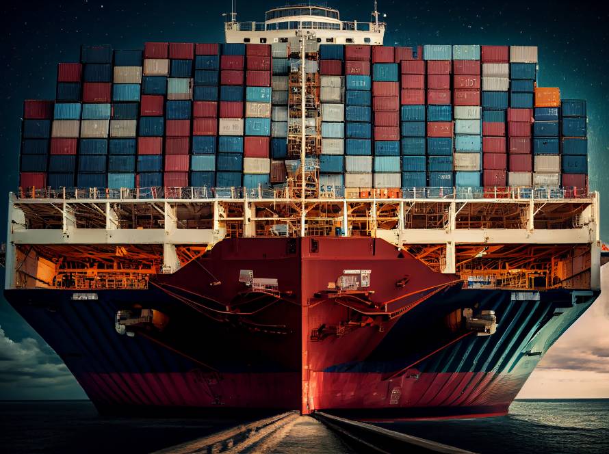 shipping industry carrying cargo nautical ship generative ai